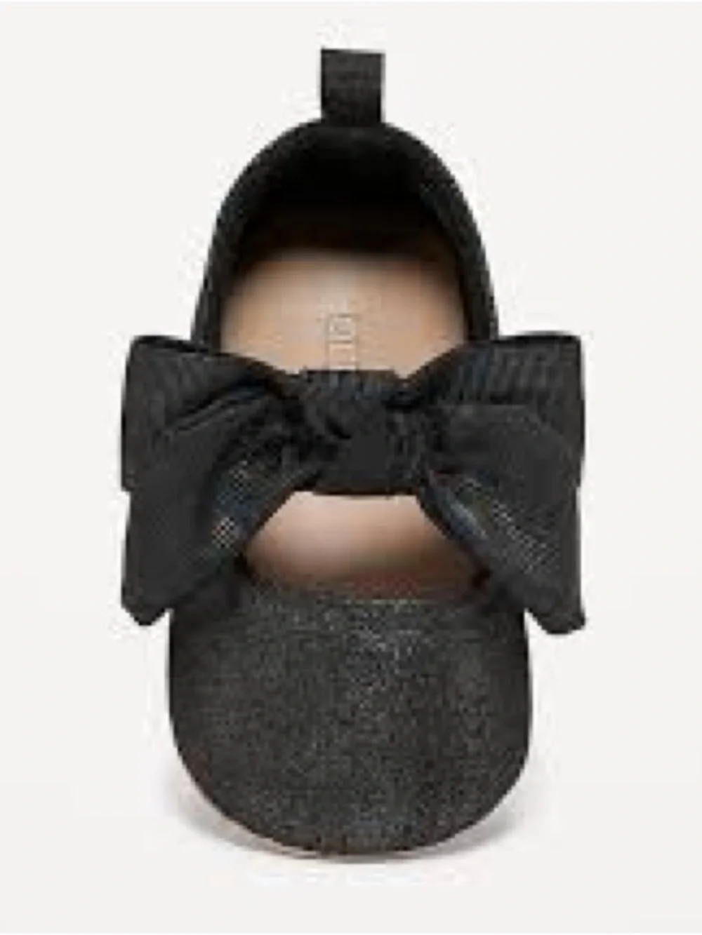Old Navy Canvas Bow Ballet Flats Black Glitter Baby Size 6-12 months